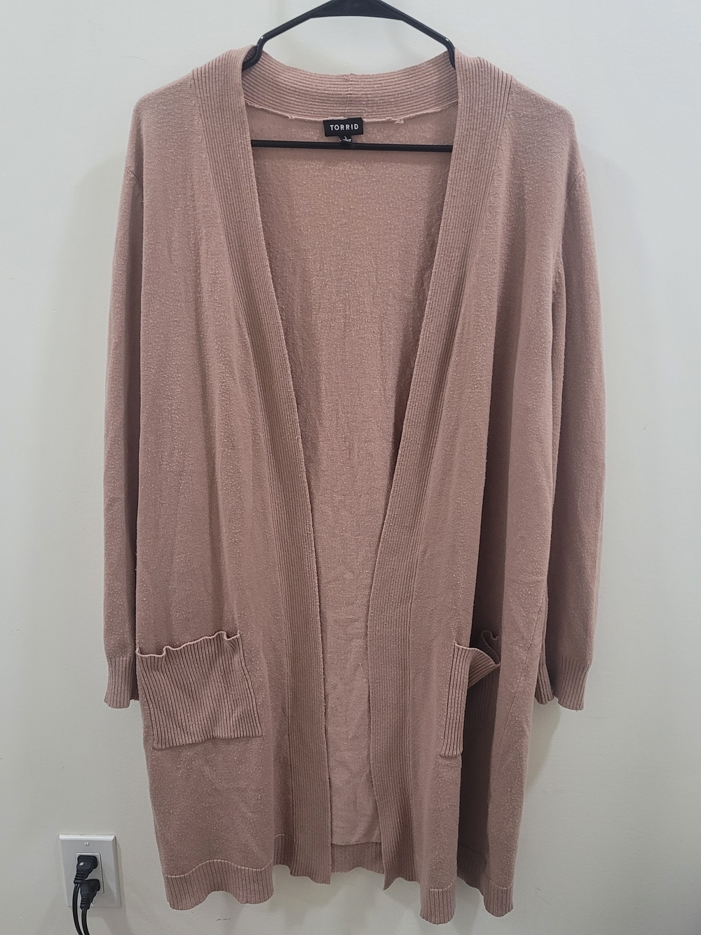 Torrid Dusty Rose Open-Front Long Cardigan Sweater